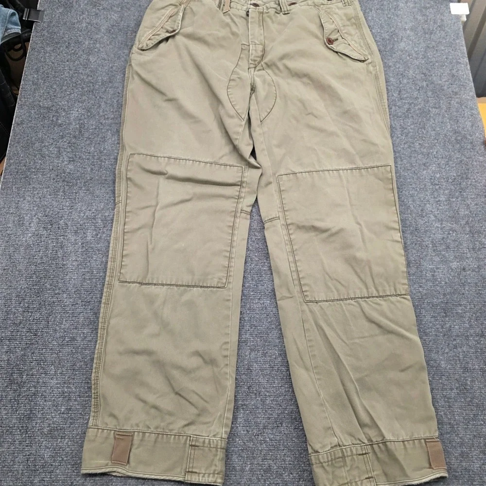 Vtg Polo Ralph Lauren Men Green Cotton Double Knee Military Field Pants 36/32